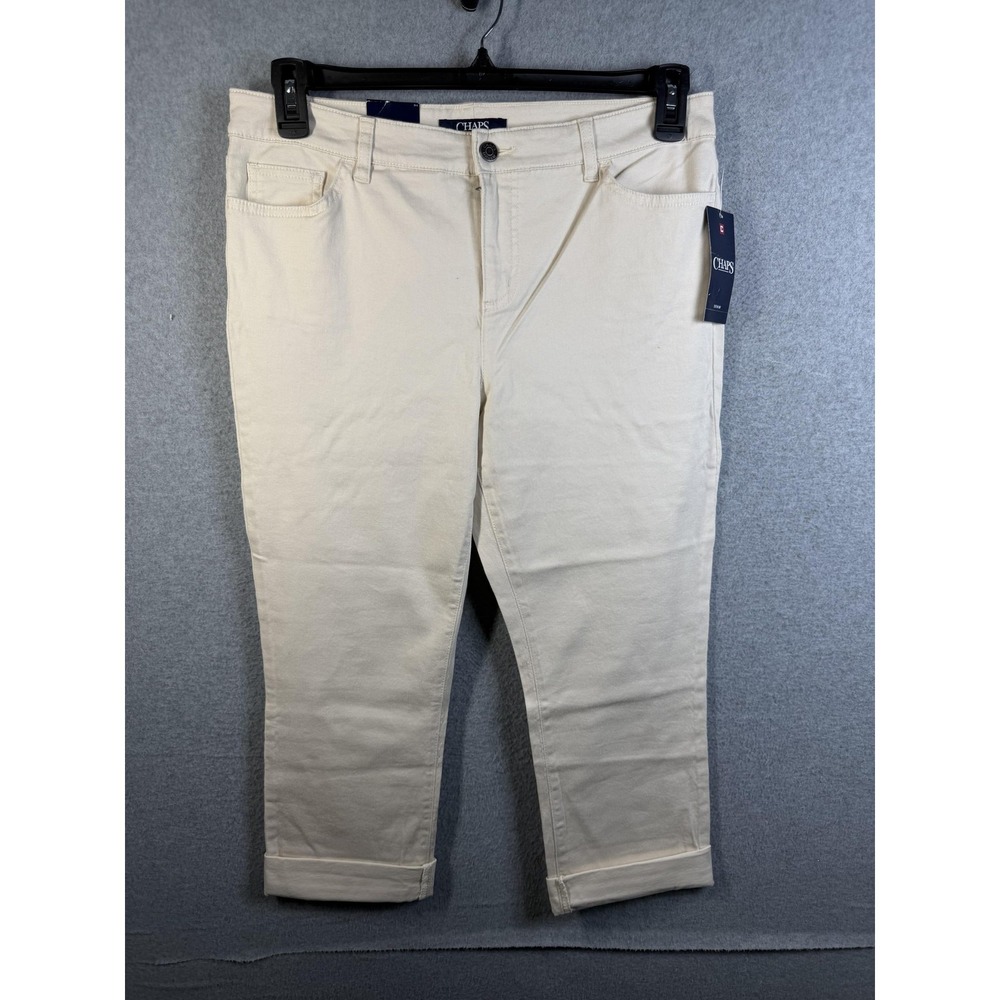 Chaps‎ Jeans Womens 10 White Capri Mid Rise Stretch Denim Pants Casual Summer